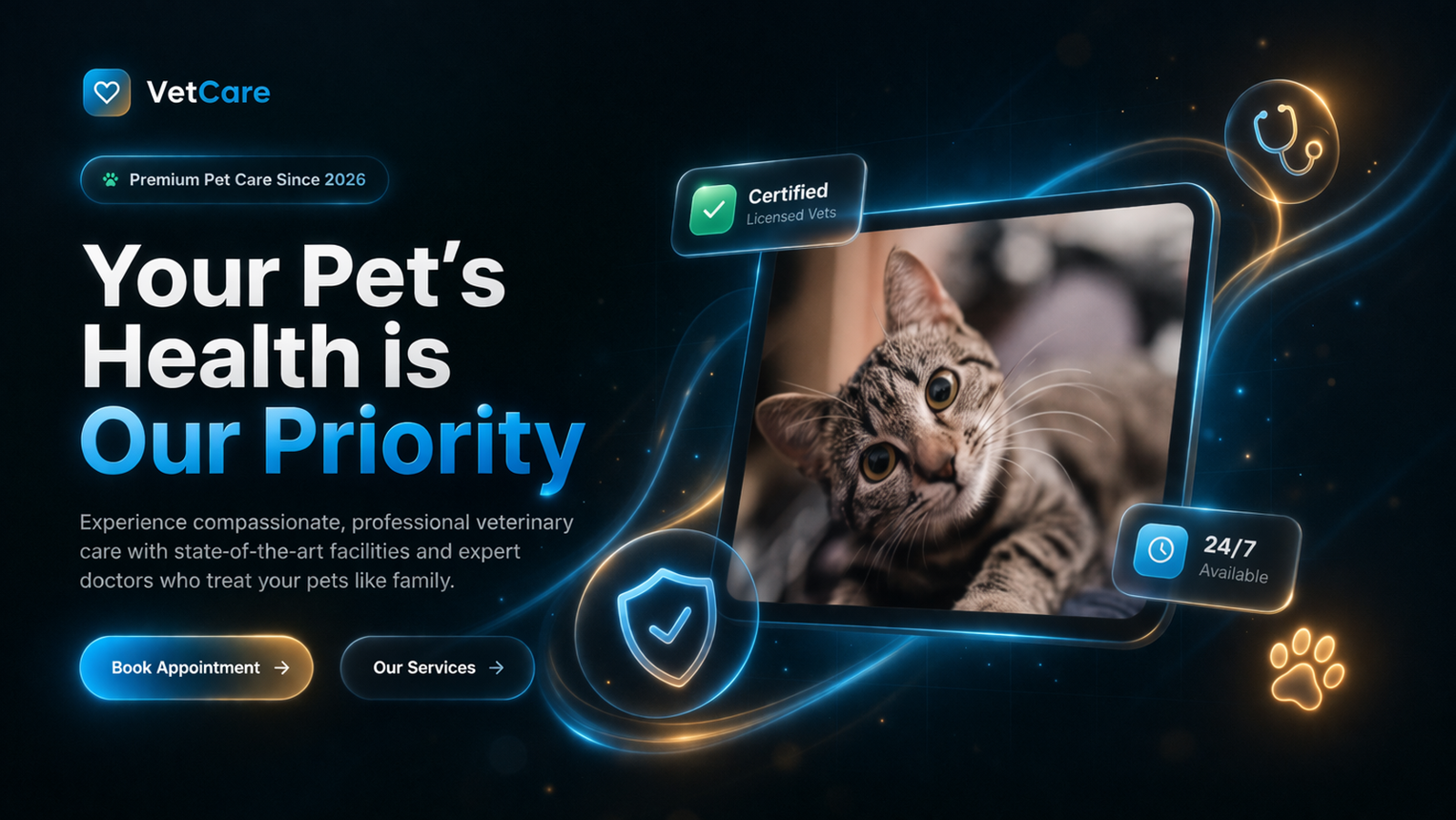 Vetcare Veterinary Clinic Theme For Astro — tema Astro JS Landing Pages