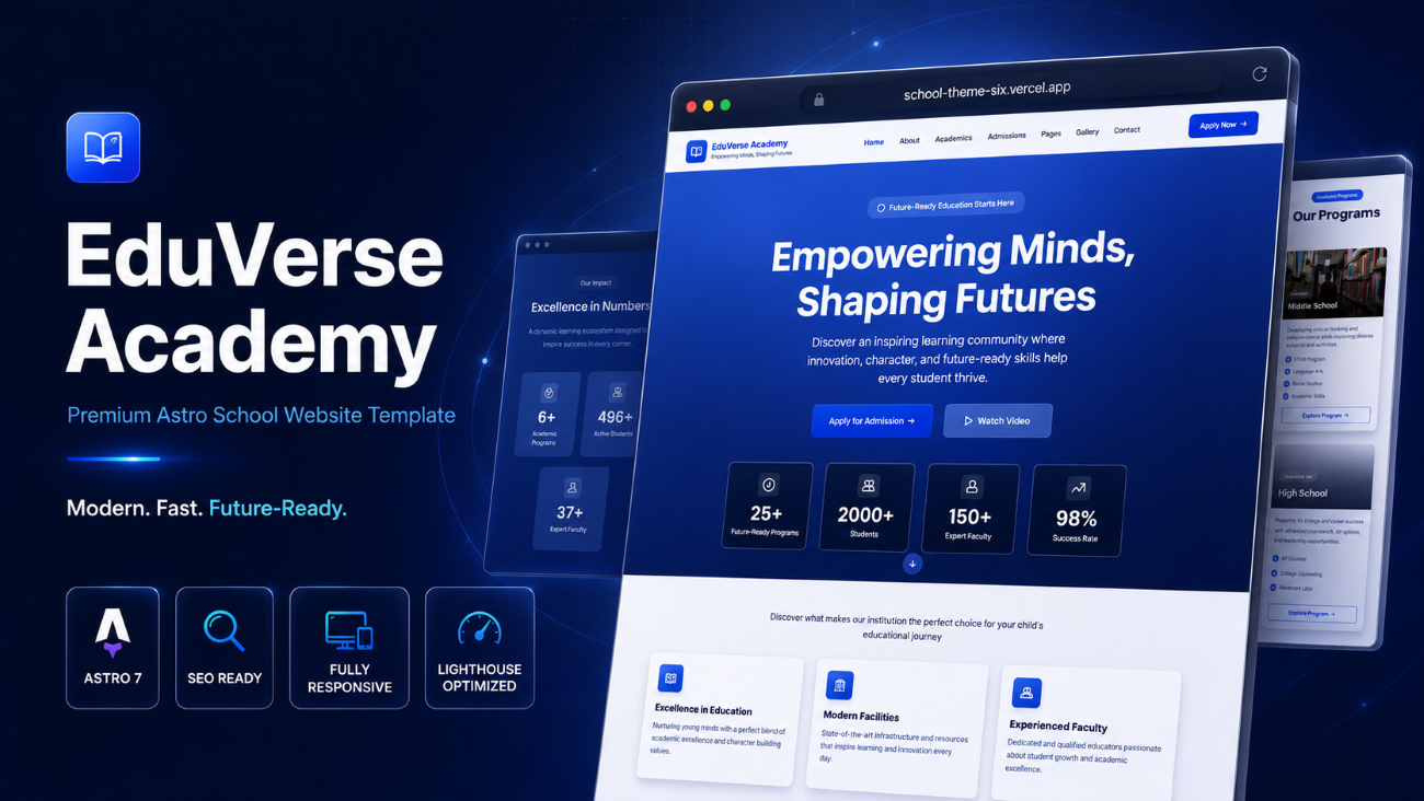 Eduverse Academy Premium School Education Astro Theme