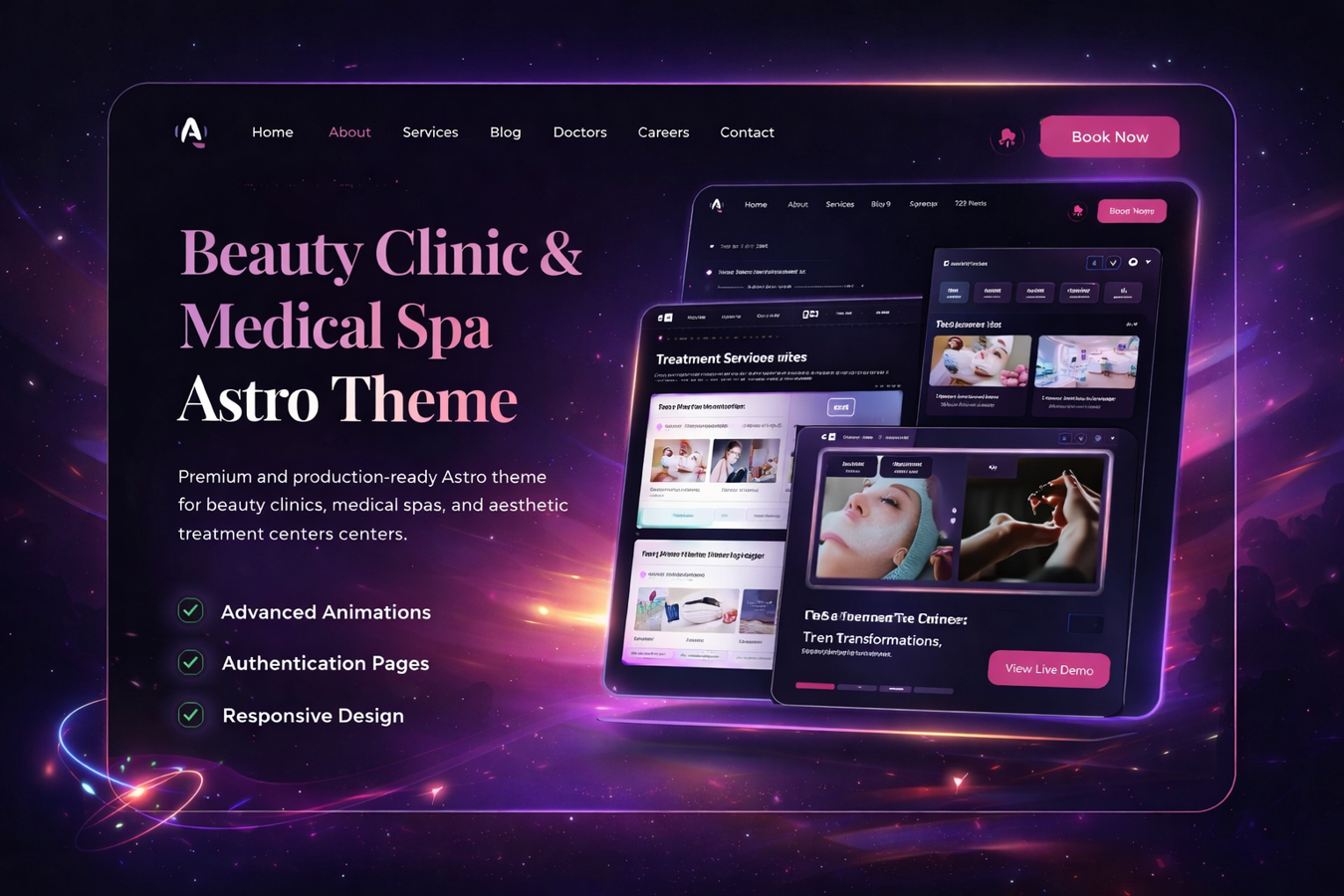Beauty Clinic Medical Spa Astro Theme — tema Astro JS E-Commerce