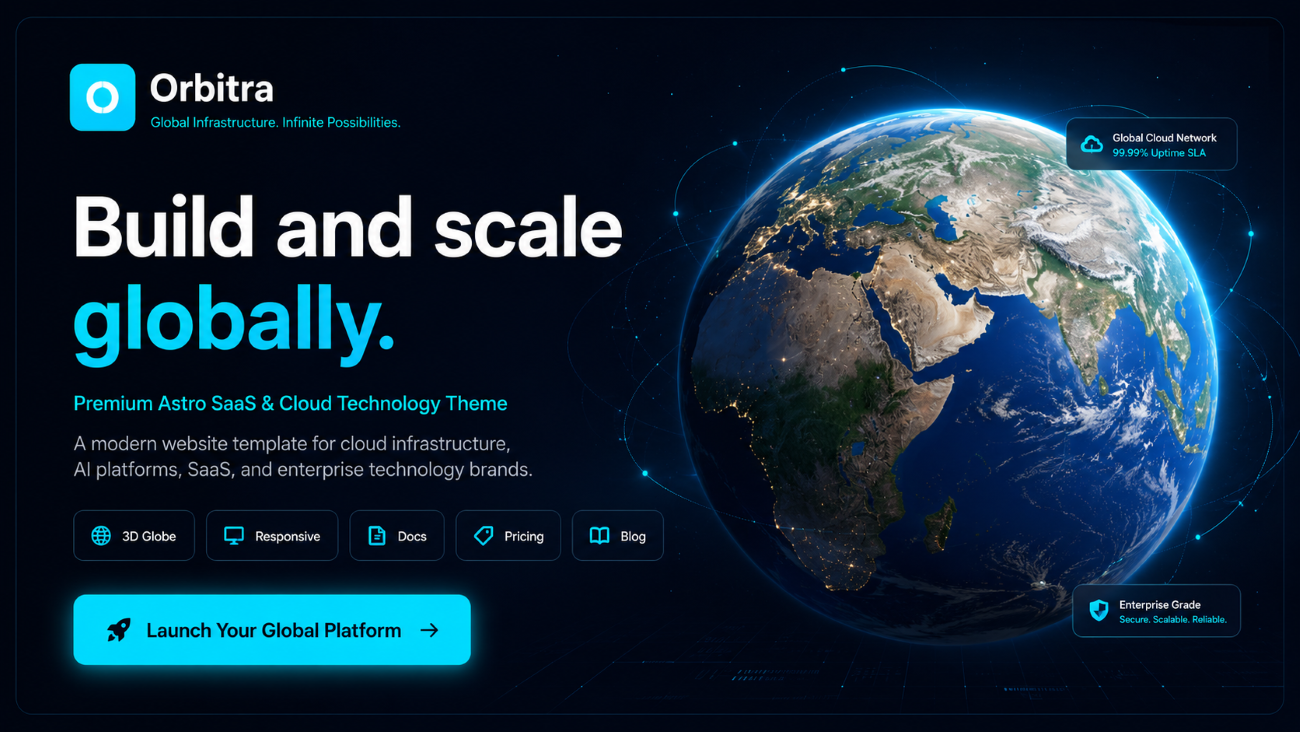 Orbitra Premium Global Technology Cloud Infrastructure Astro Theme